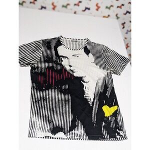 Balenciaga Paris Mens Negative Portrait Graphic Striped T-Shirt SS2012 Size M